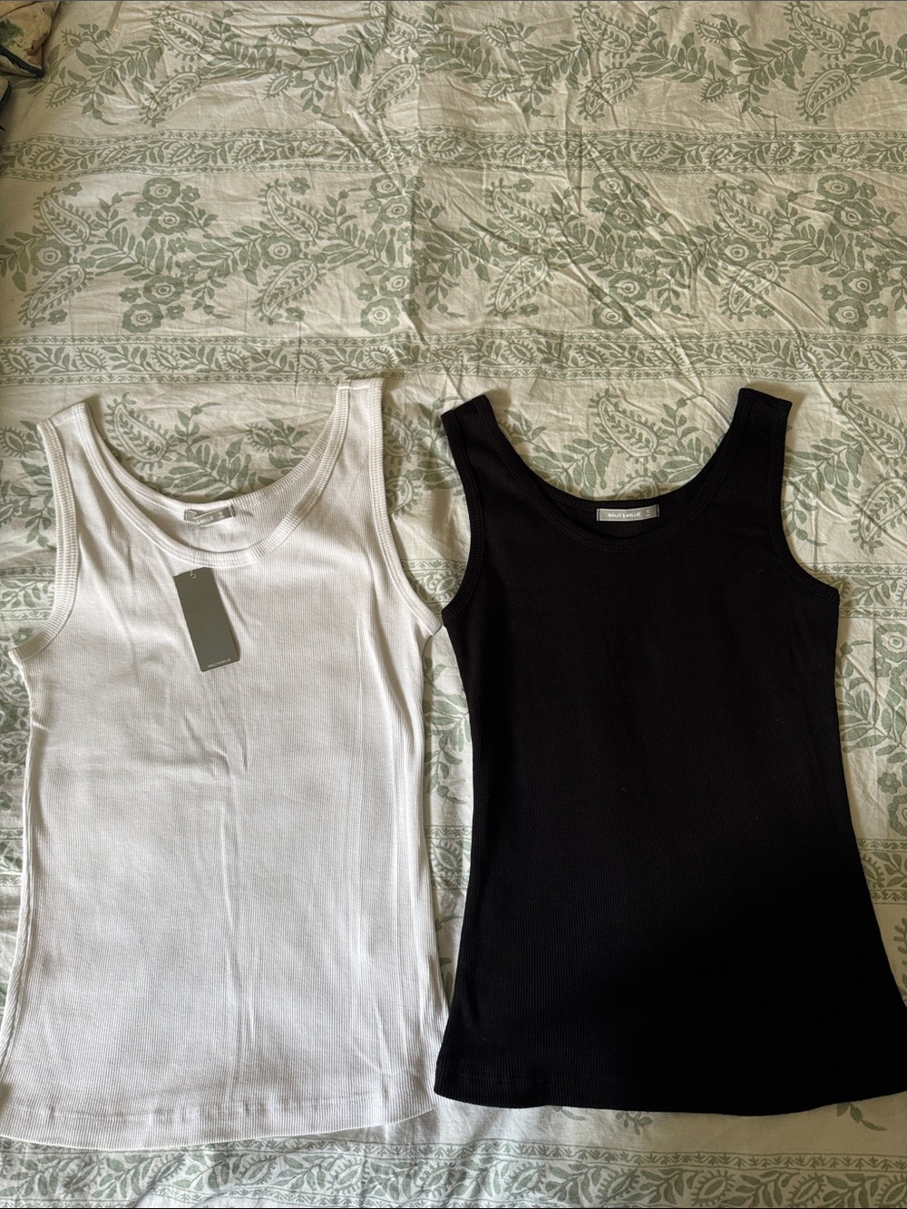 Nally & Millie Ribbed Tank Tops in Black & White